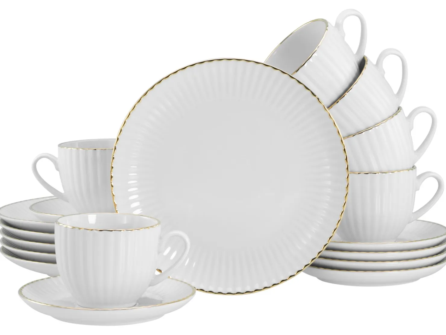 Creatable Geschirrset|Allegra - Kaffeeservice 18-tlg - Goldband