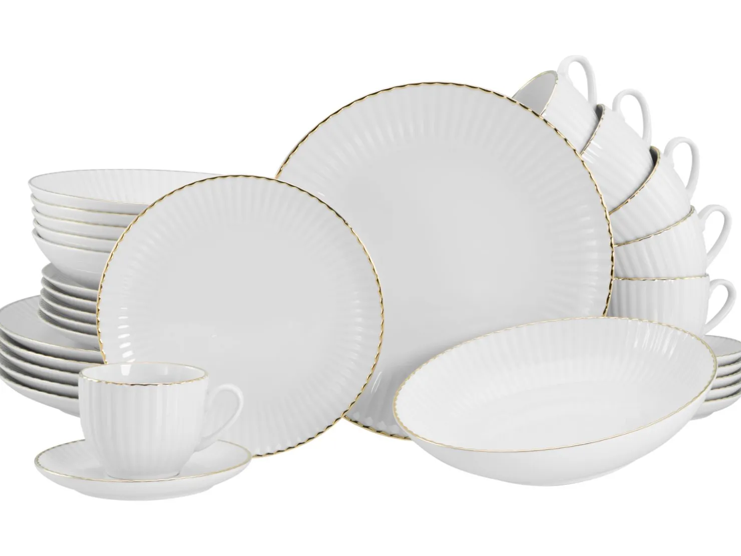 Creatable Geschirrset|Allegra - Kombiservice 30-tlg - Goldband