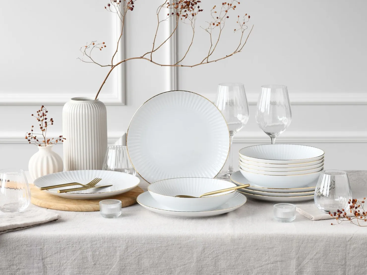 Creatable Geschirrset|Allegra - Tafelservice 12-tlg - Goldband