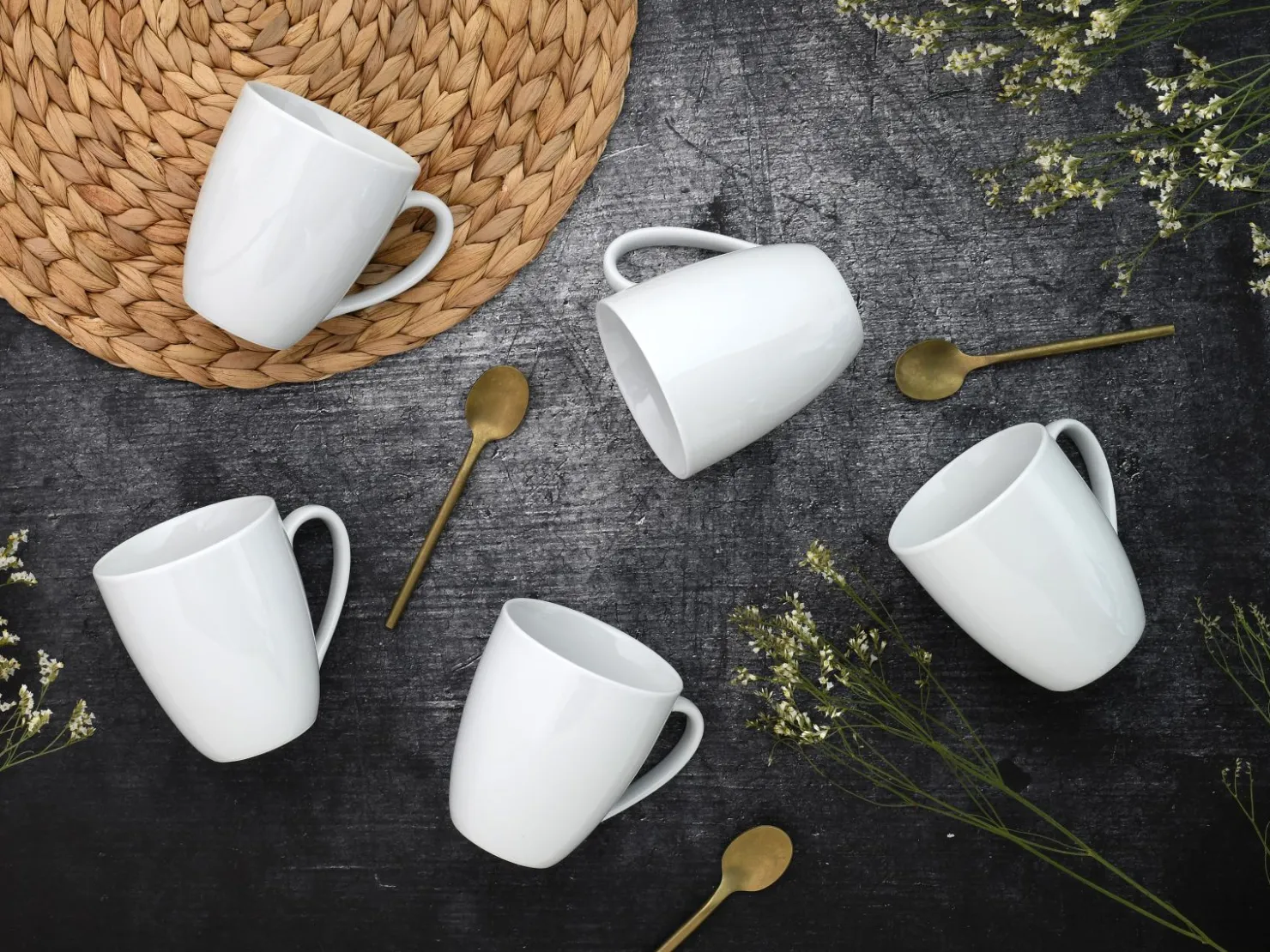 Creatable Becher & Tassen|Geschirrset|Angi - Kaffeebecher 6-tlg - Weiss