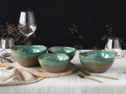 Creatable Bowls & Schüsseln|Geschirrset|Basalt Bio - Bowl 4-tlg - Salbei