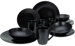 Creatable Geschirrset|Black Matt - Kombiservice 16-tlg - Schwarz