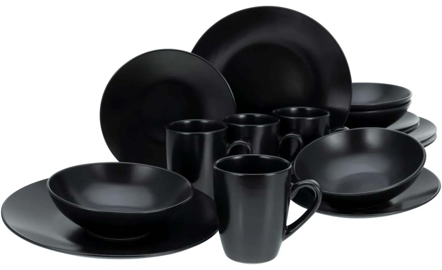 Creatable Geschirrset|Black Matt - Kombiservice 16-tlg - Schwarz