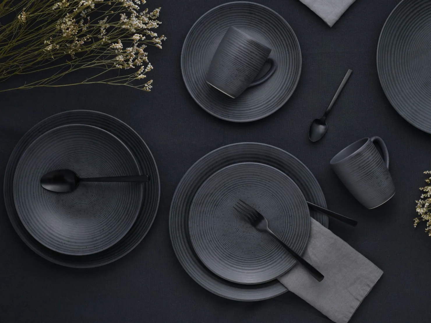 Creatable Geschirrset|Teller|Catania - Tellerset 12-tlg - Anthrazit