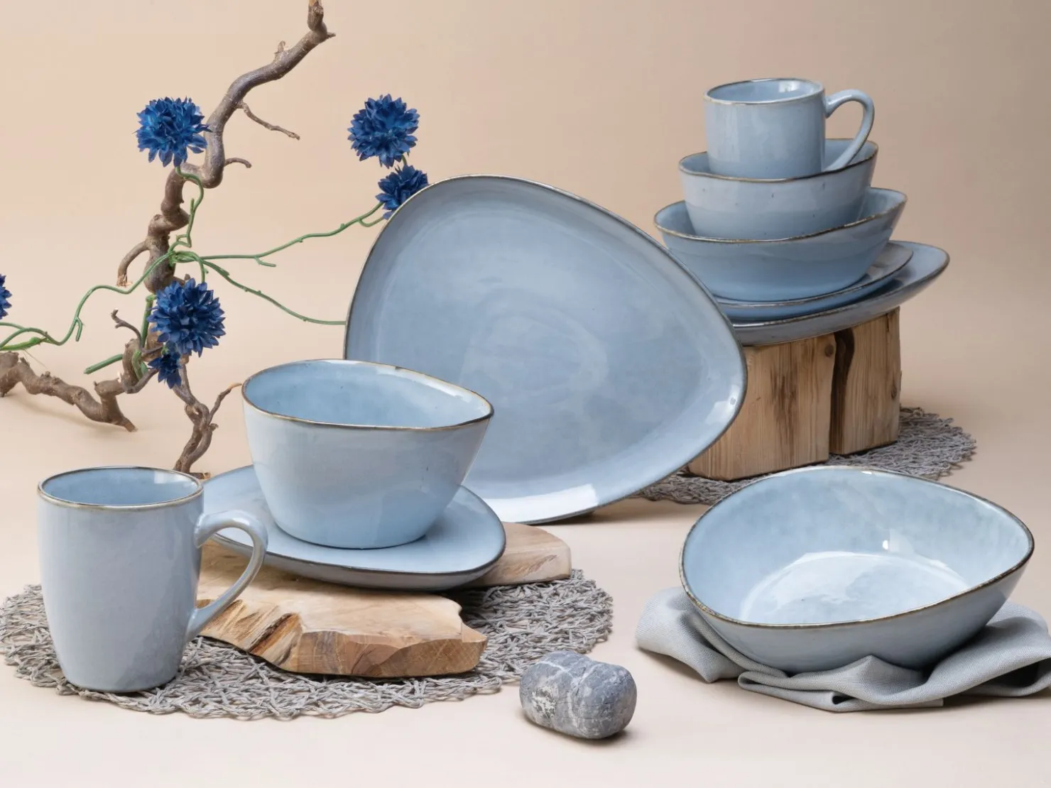 Creatable Geschirrset|Cloudy - Kombiservice 10-tlg - Smokeblue