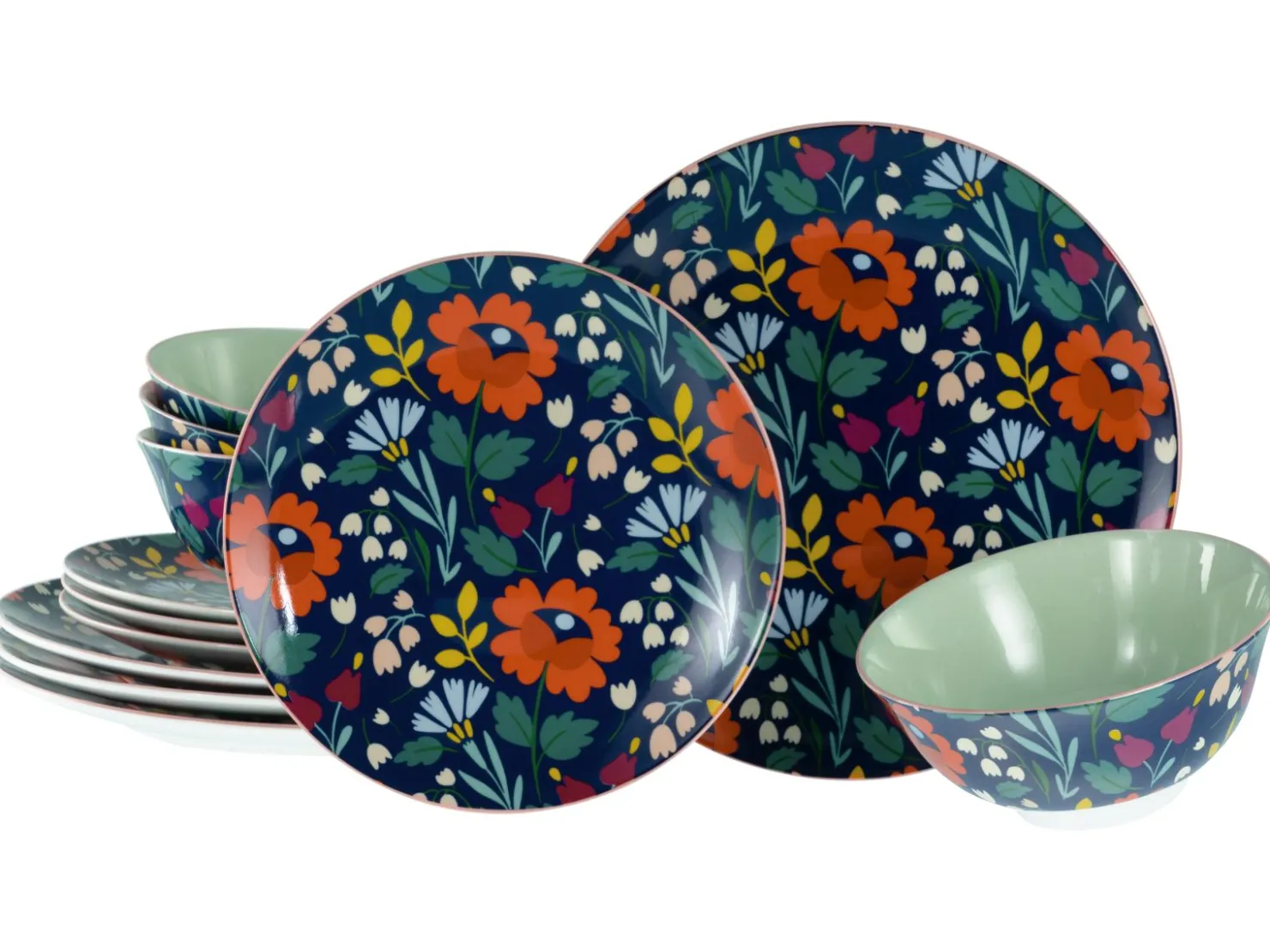 Creatable Geschirrset|Folklore - Tellerset 12-tlg - Blau