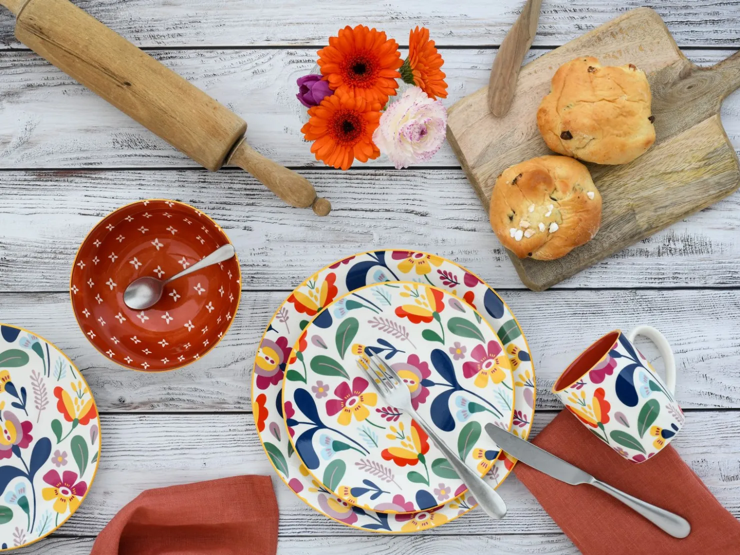 Creatable Geschirrset|Folklore - Tellerset 12-tlg - Blau