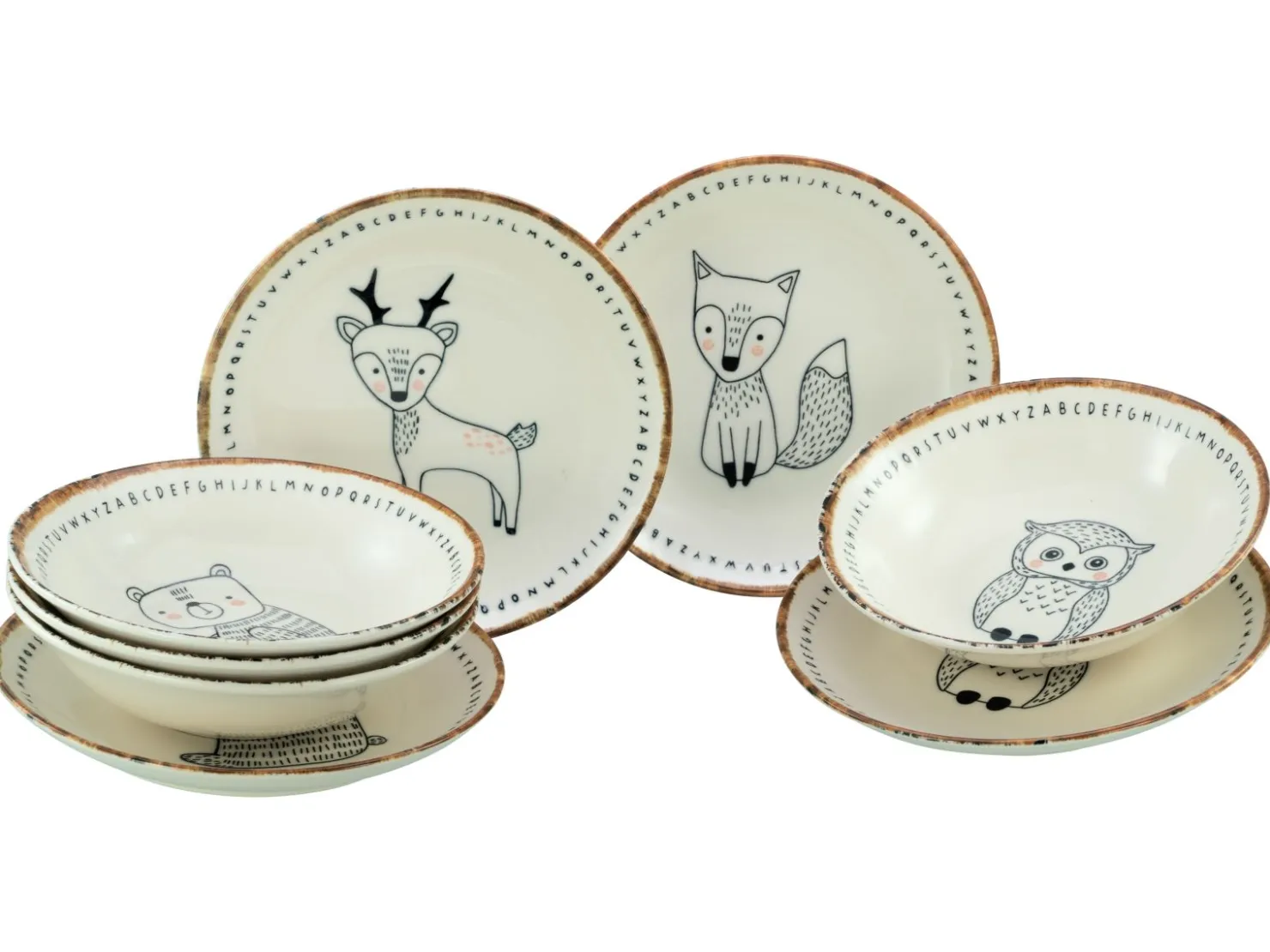 Creatable Geschirrset|Teller|Freunde des Waldes - Tellerset 8-tlg - Bunt