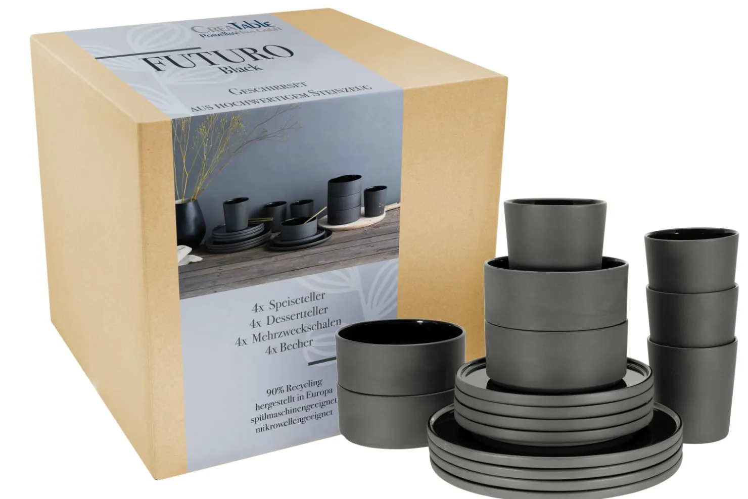 Creatable Geschirrset|Futuro - Kombiservice 16-tlg - Sand