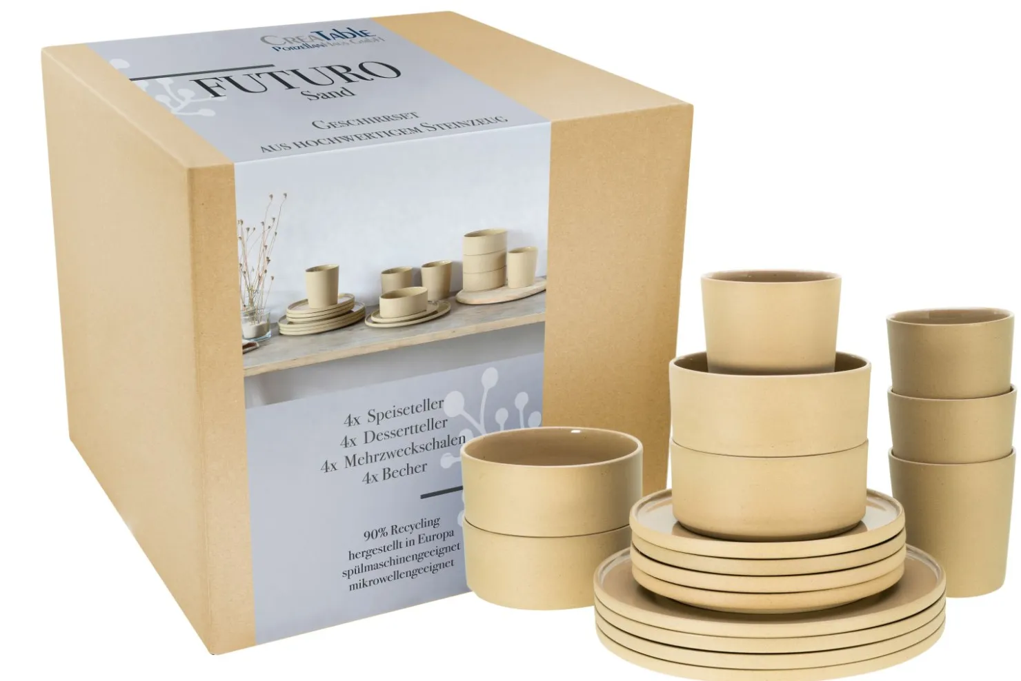 Creatable Geschirrset|Futuro - Kombiservice 16-tlg - Sand