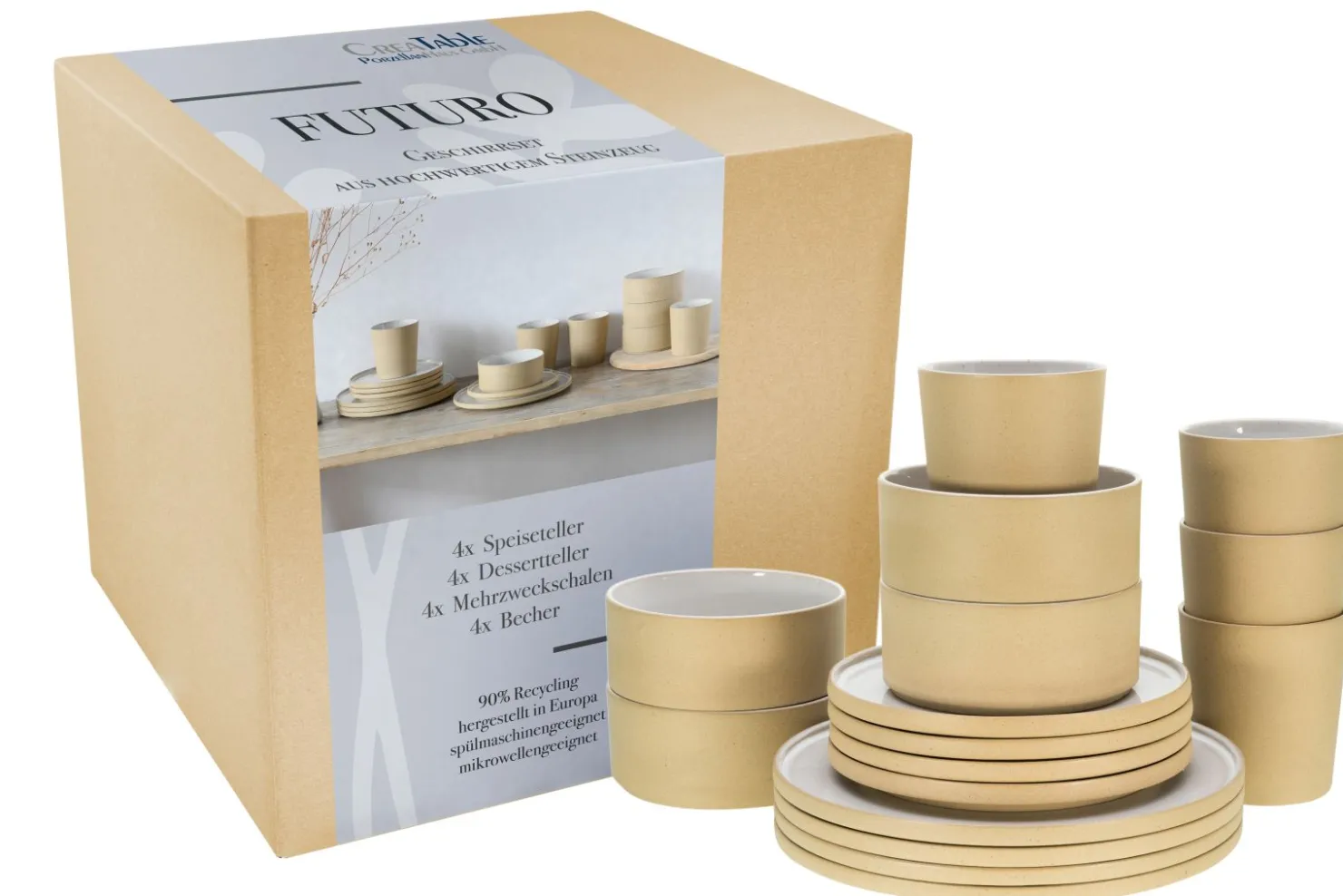 Creatable Geschirrset|Futuro - Kombiservice 16-tlg - Sand