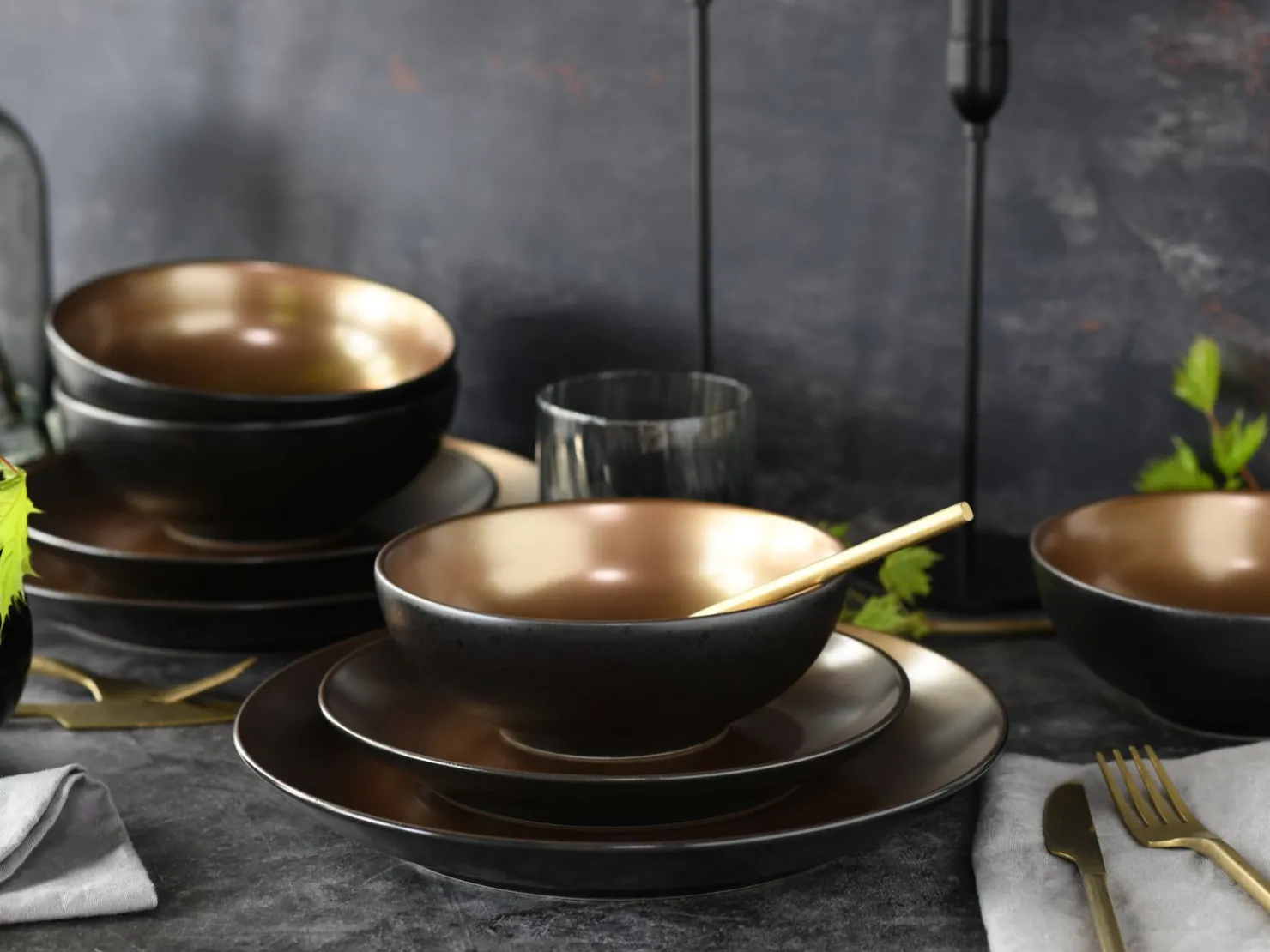 Creatable Geschirrset|Glamour Gold - Kombiservice 16-tlg - gold