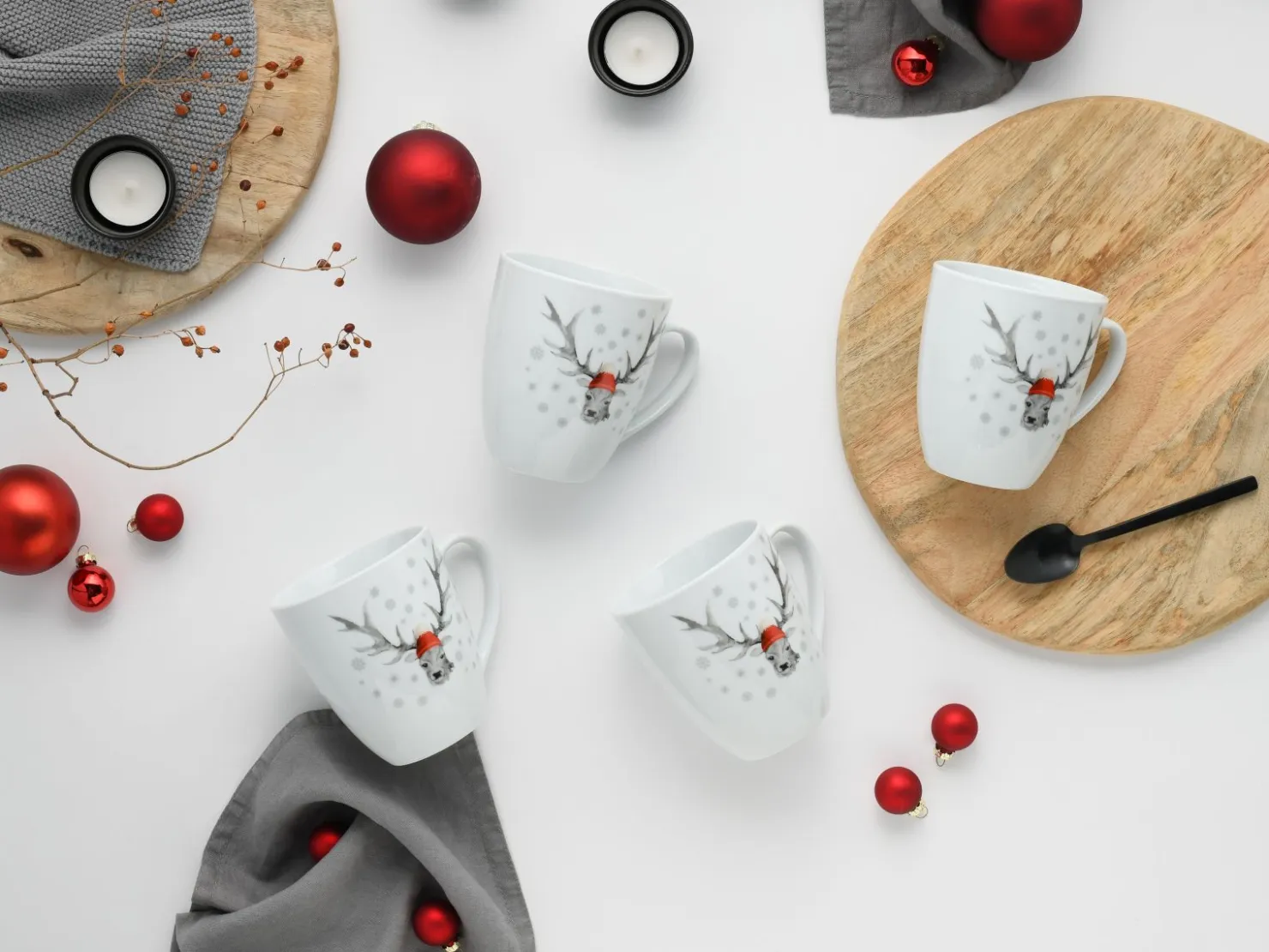 Creatable Becher & Tassen|Geschirrset|Hirsch - Kaffeebecher 6-tlg - Weiss