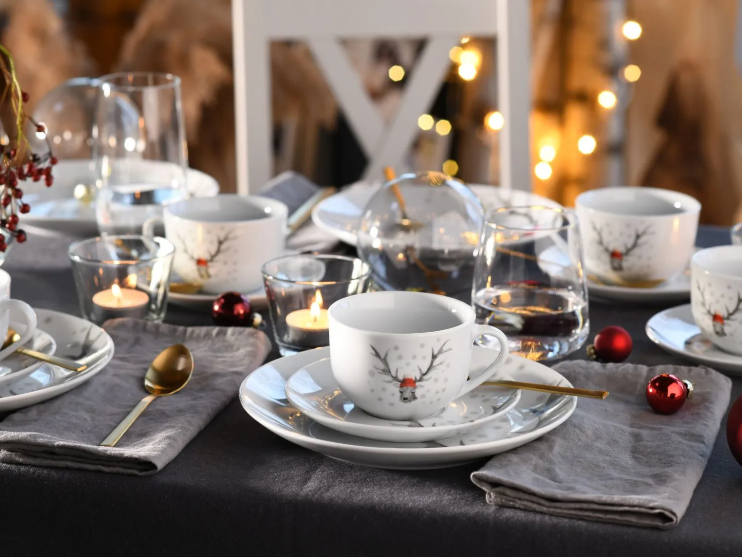 Creatable Geschirrset|Hirsch - Kaffeeservice - Weiss