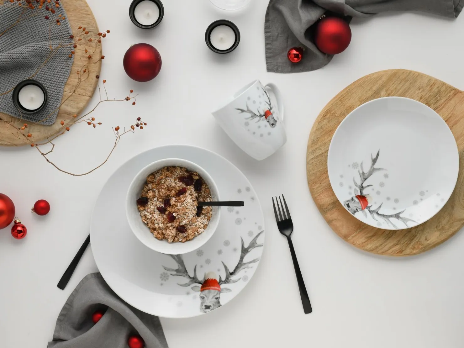 Creatable Geschirrset|Hirsch - Kombiservice - Weiss