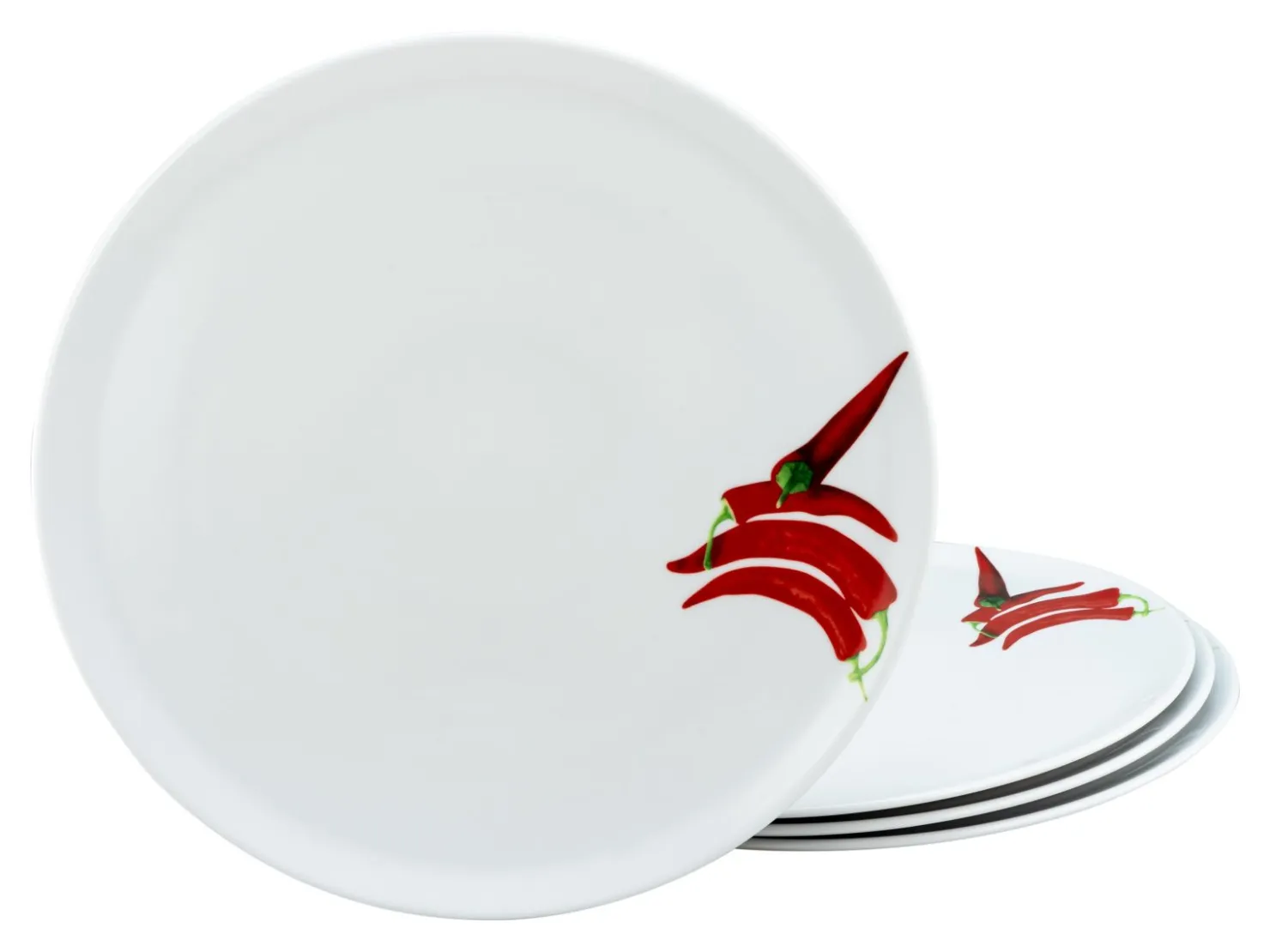 Creatable Geschirrset|Teller|Kräuter - Pizzateller 4-tlg - Chili