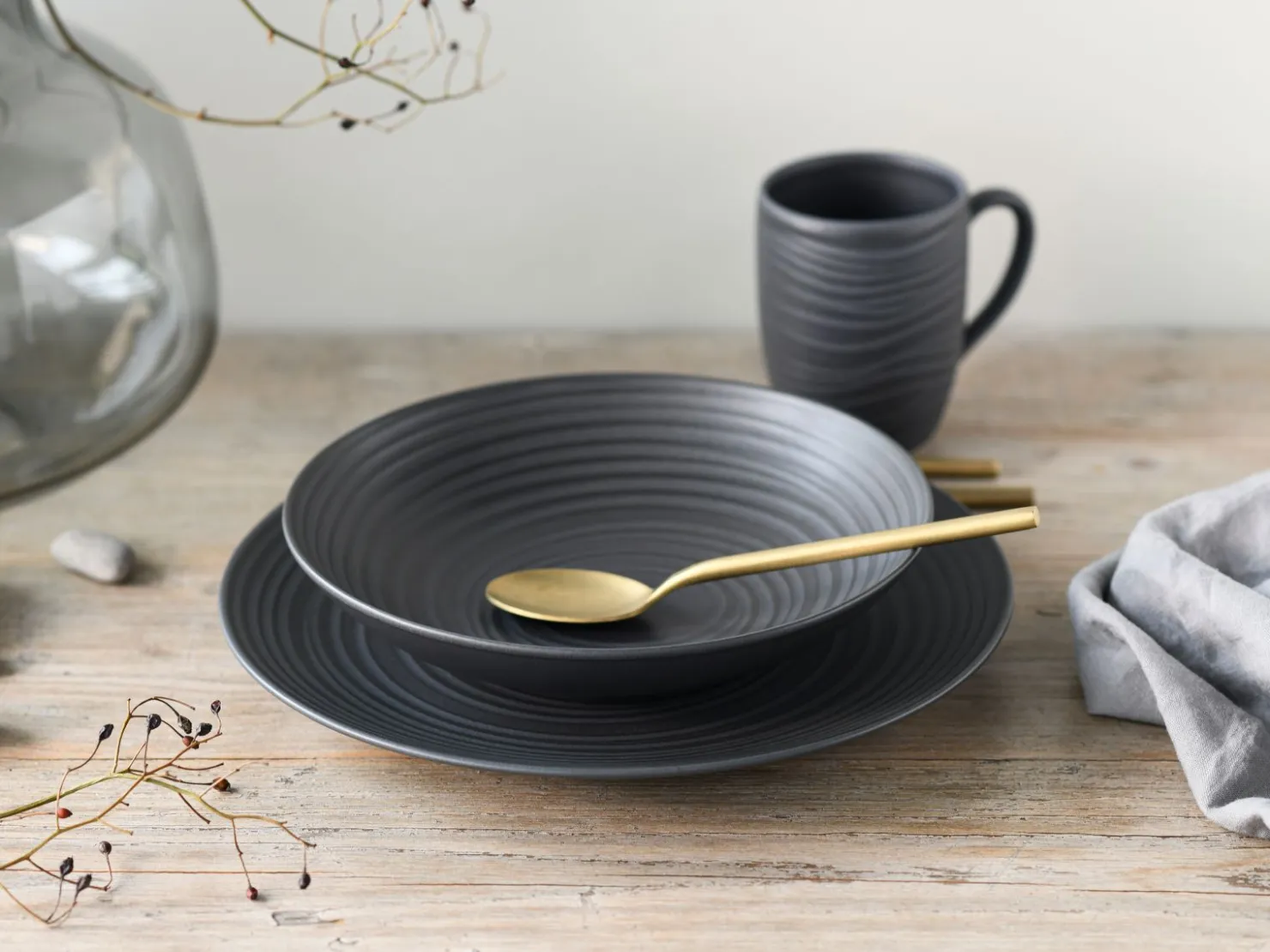 Creatable Becher & Tassen|Geschirrset|Lava Stone - Kaffeebecher 6-tlg - Schwarz
