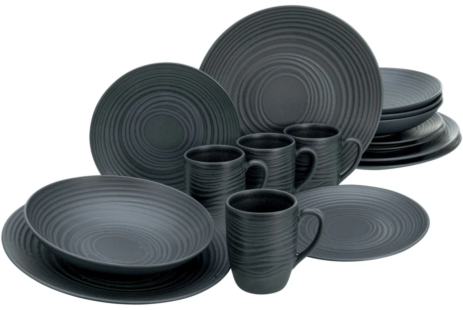 Creatable Geschirrset|Lava Stone - Kombiservice 16-tlg - Schwarz