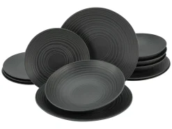 Creatable Geschirrset|Teller|Lava Stone - Tellerset 12-tlg, Lava Stone - Tafelservice 12-tlg - Schwarz