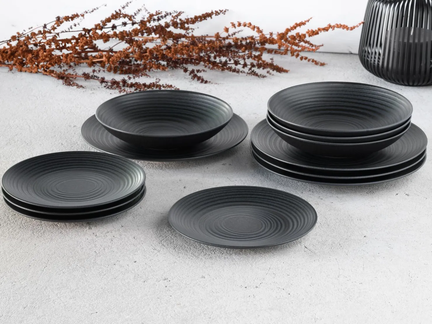Creatable Geschirrset|Teller|Lava Stone - Tellerset 12-tlg, Lava Stone - Tafelservice 12-tlg - Schwarz