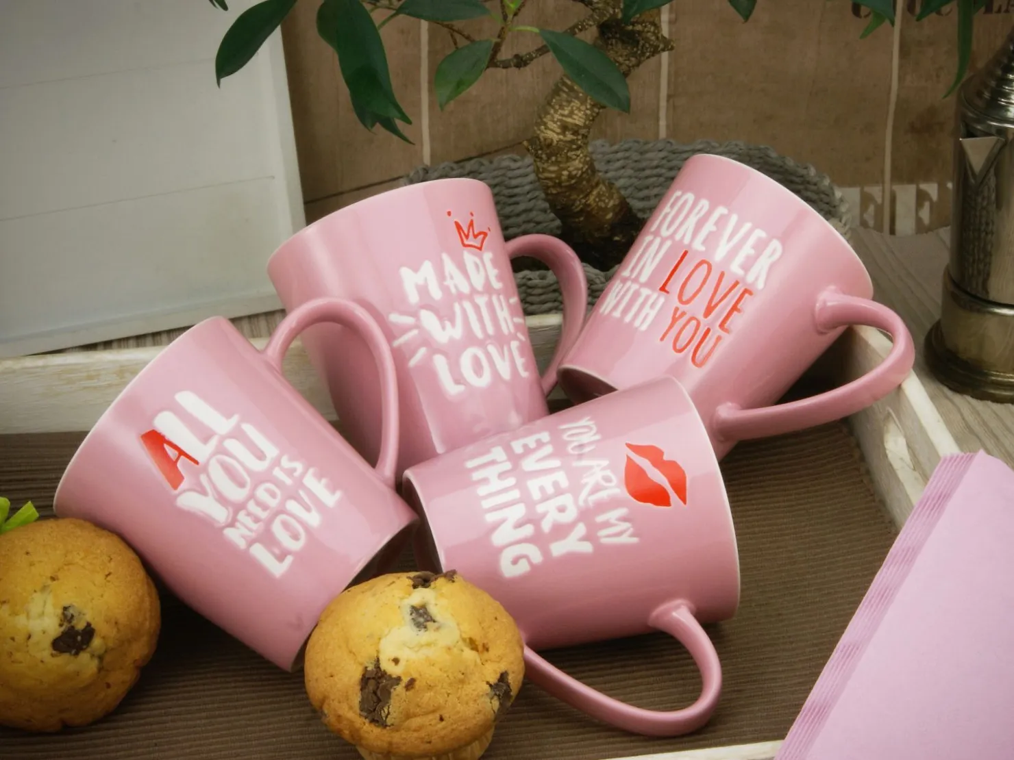 Creatable Becher & Tassen|Love Collection - Kaffeebecher 4-tlg - rosa