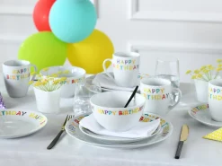 Creatable Geschirrset|Luna Black Line - Kombiservice 16-tlg, Luna - Kombiservice 16-tlg, Happy Birthday - Kombiservice 16-tlg - Happy Birthday