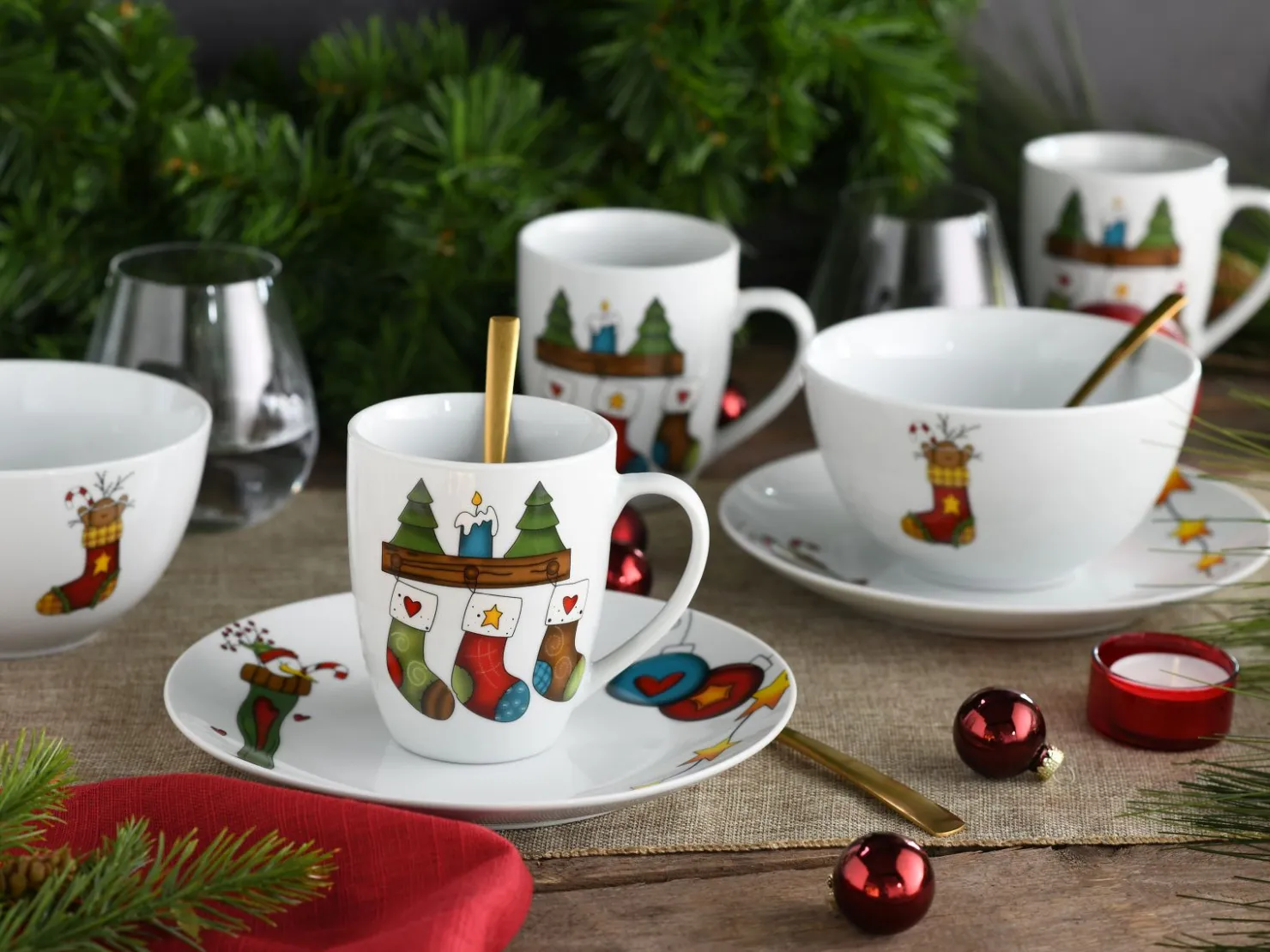 Creatable Geschirrset|Luna - Brunch Set 12-tlg, Happy Birthday - Frühstücksset 12-tlg - Happy Birthday