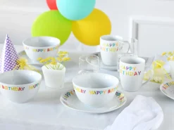 Creatable Geschirrset|Luna - Brunch Set 12-tlg, Happy Birthday - Frühstücksset 12-tlg - Happy Birthday