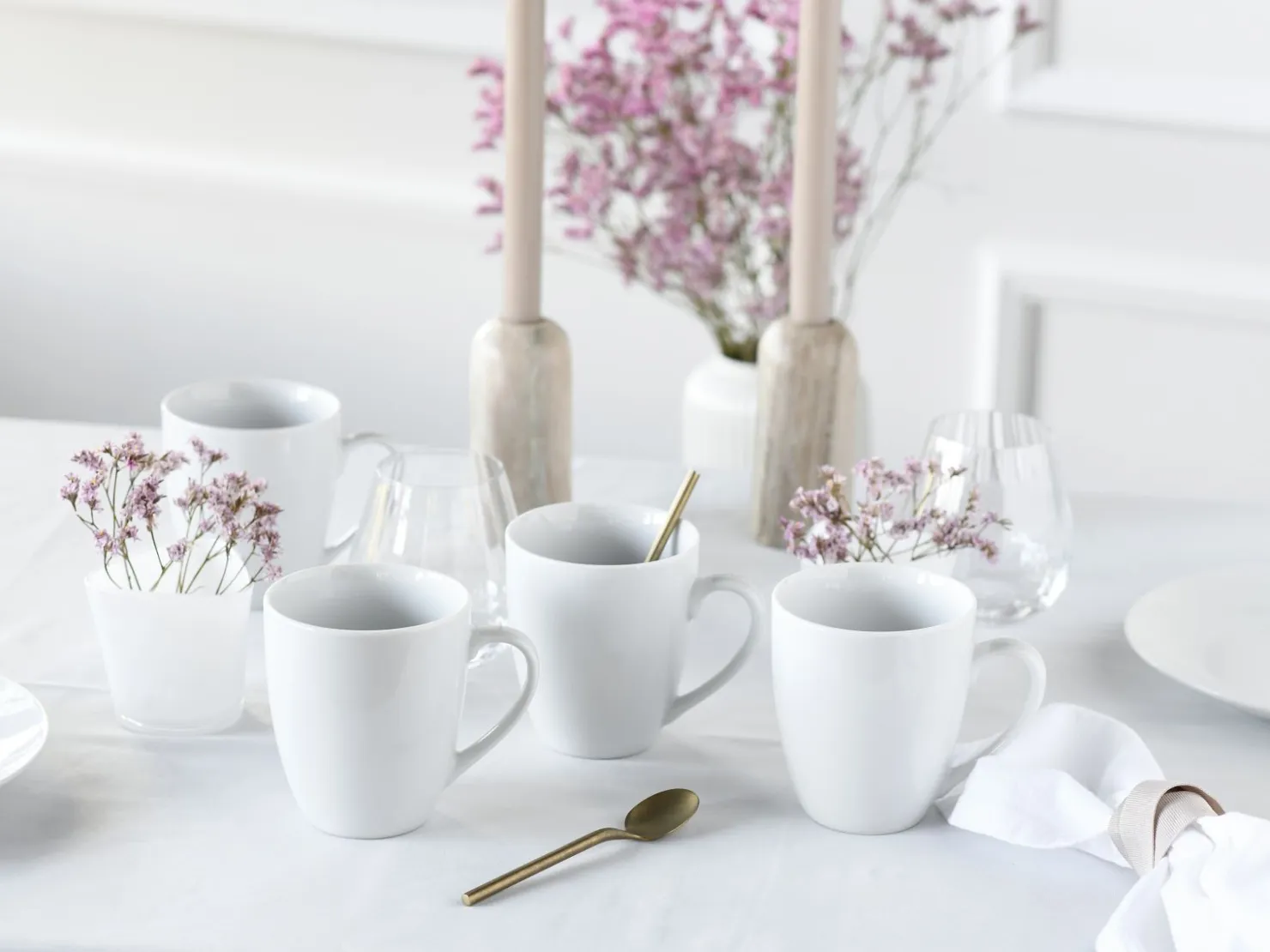 Creatable Becher & Tassen|Geschirrset|Luna - Kaffeebecher 6-tlg - Weiss