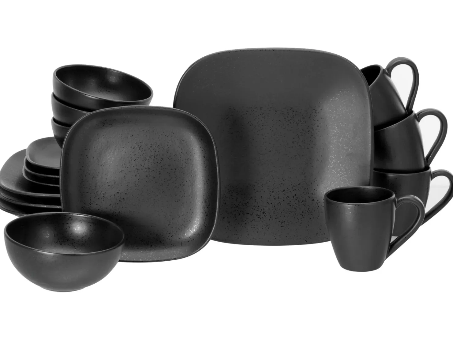 Creatable Geschirrset|Magic Black Square - Kombiset 16-tlg - Schwarz