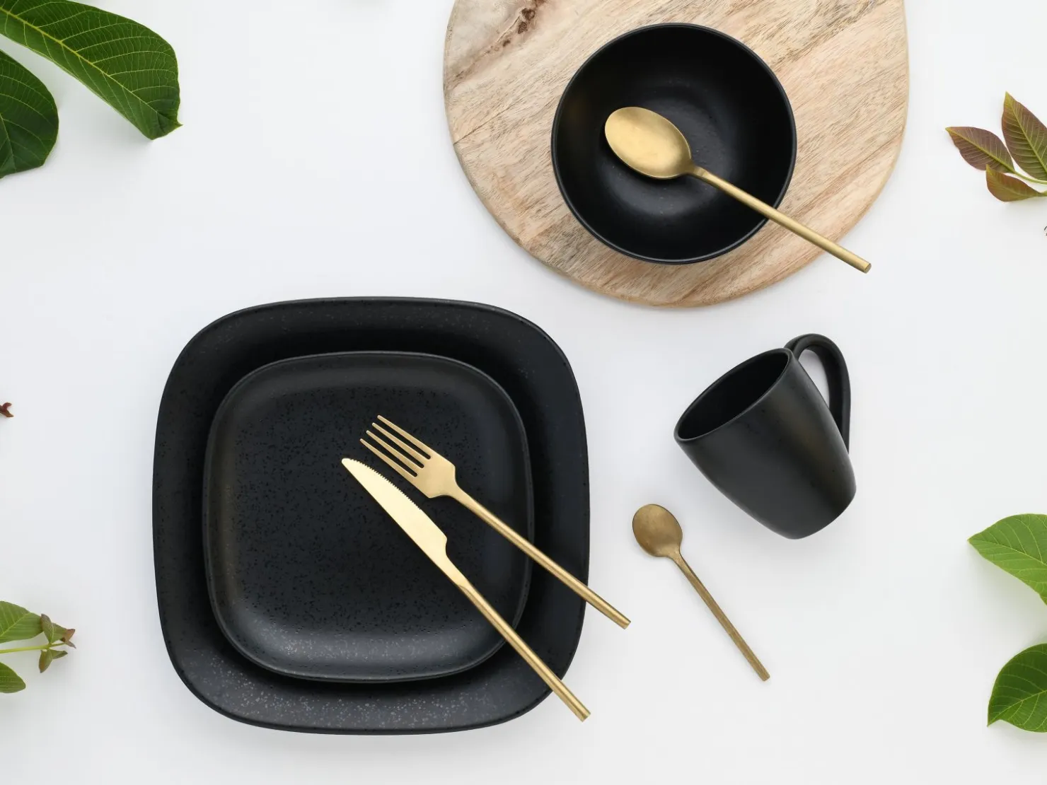 Creatable Geschirrset|Magic Black Square - Kombiset 16-tlg - Schwarz