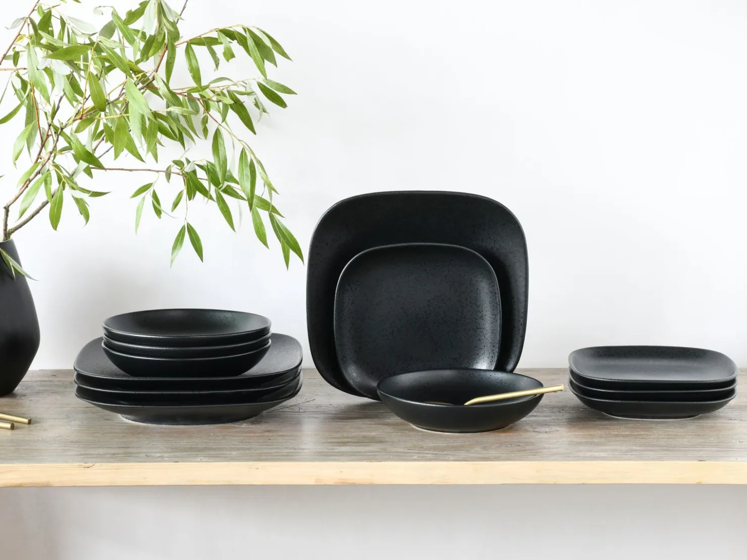 Creatable Geschirrset|Teller|Magic Black Square - Tellerset 12-tlg - Schwarz