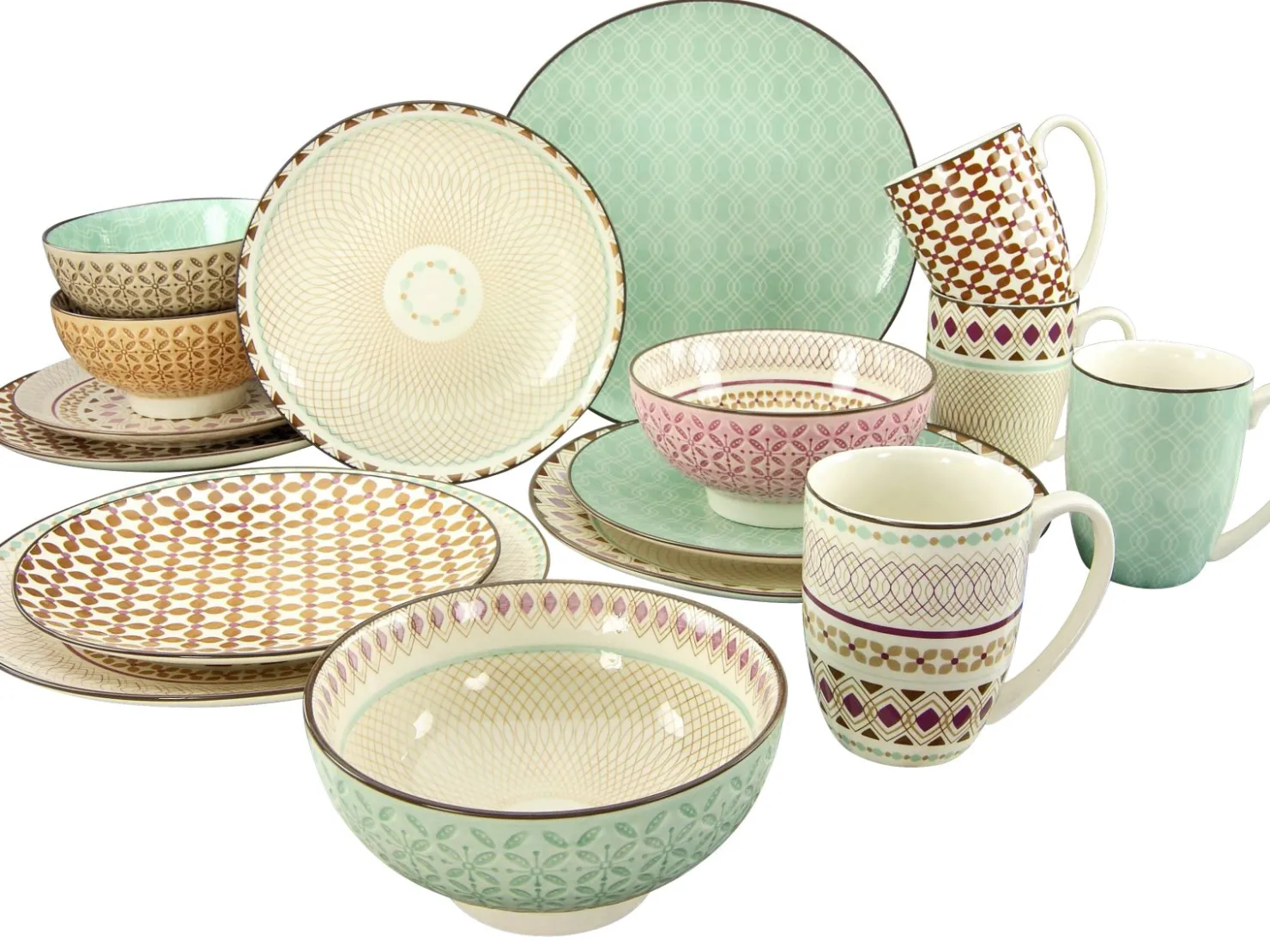 Creatable Geschirrset|Mandala - Kombiservice 16-tlg - bunt