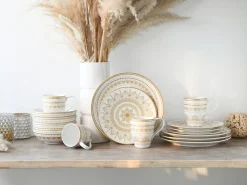 Creatable Geschirrset|Mandala - Kombiservice 16-tlg - Gold-Schwarz