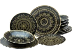 Creatable Geschirrset|Mandala - Tellerset 12-tlg - Gold-Schwarz