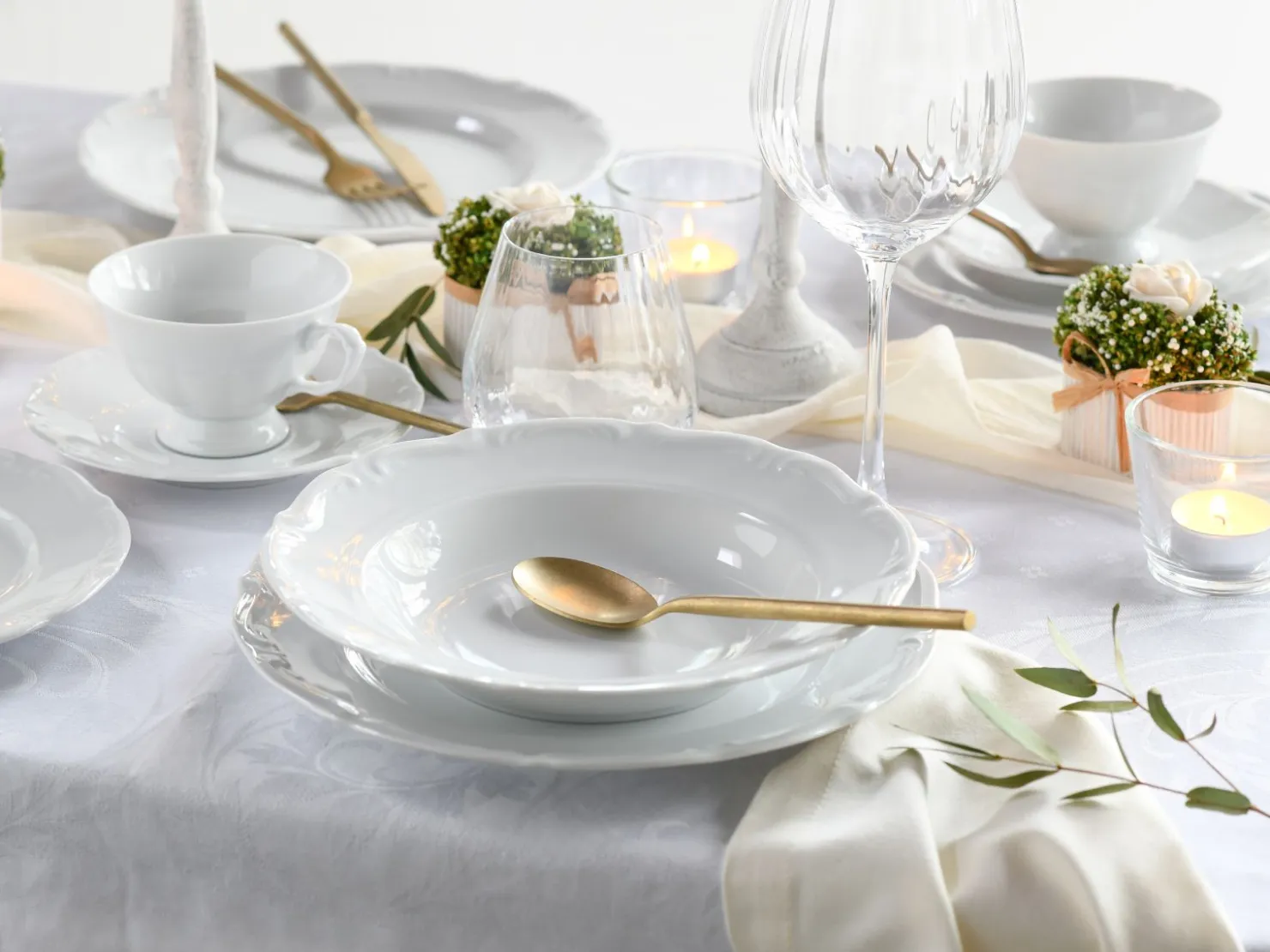 Creatable Geschirrset|Maria Theresia - Kombiservice 30 tlg - Weiss