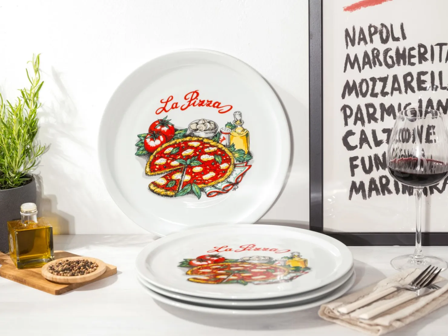 Creatable Geschirrset|Teller|Milano - Pizzateller 4-tlg - Pizzabäcker