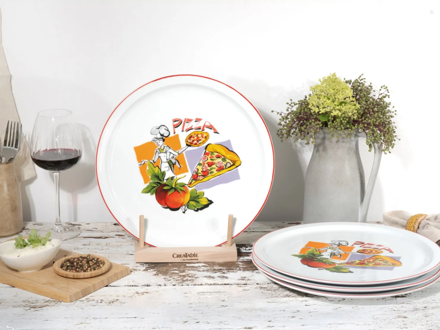 Creatable Geschirrset|Teller|Milano - Pizzateller 4-tlg - Pizzabäcker