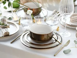 Creatable Geschirrset|Teller|Modern Industrial - Tellerset 12-tlg - Weiss - Gold