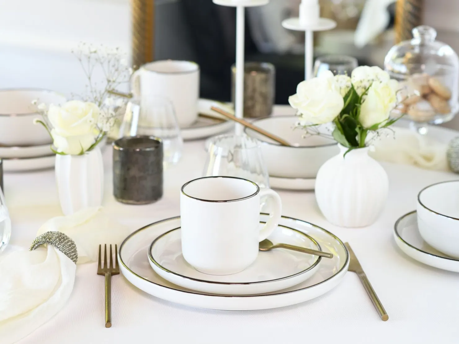 Creatable Geschirrset|Nordic Festive - Kombiservice 16-tlg - Schwarz
