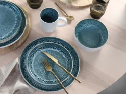 Creatable Geschirrset|Nordic Fjord - Kombiservice 16-tlg - Eisblau - Weiss