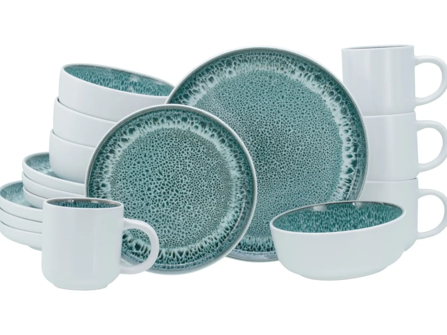 Creatable Geschirrset|Nordic Fjord - Kombiservice 16-tlg - Eisblau - Weiss