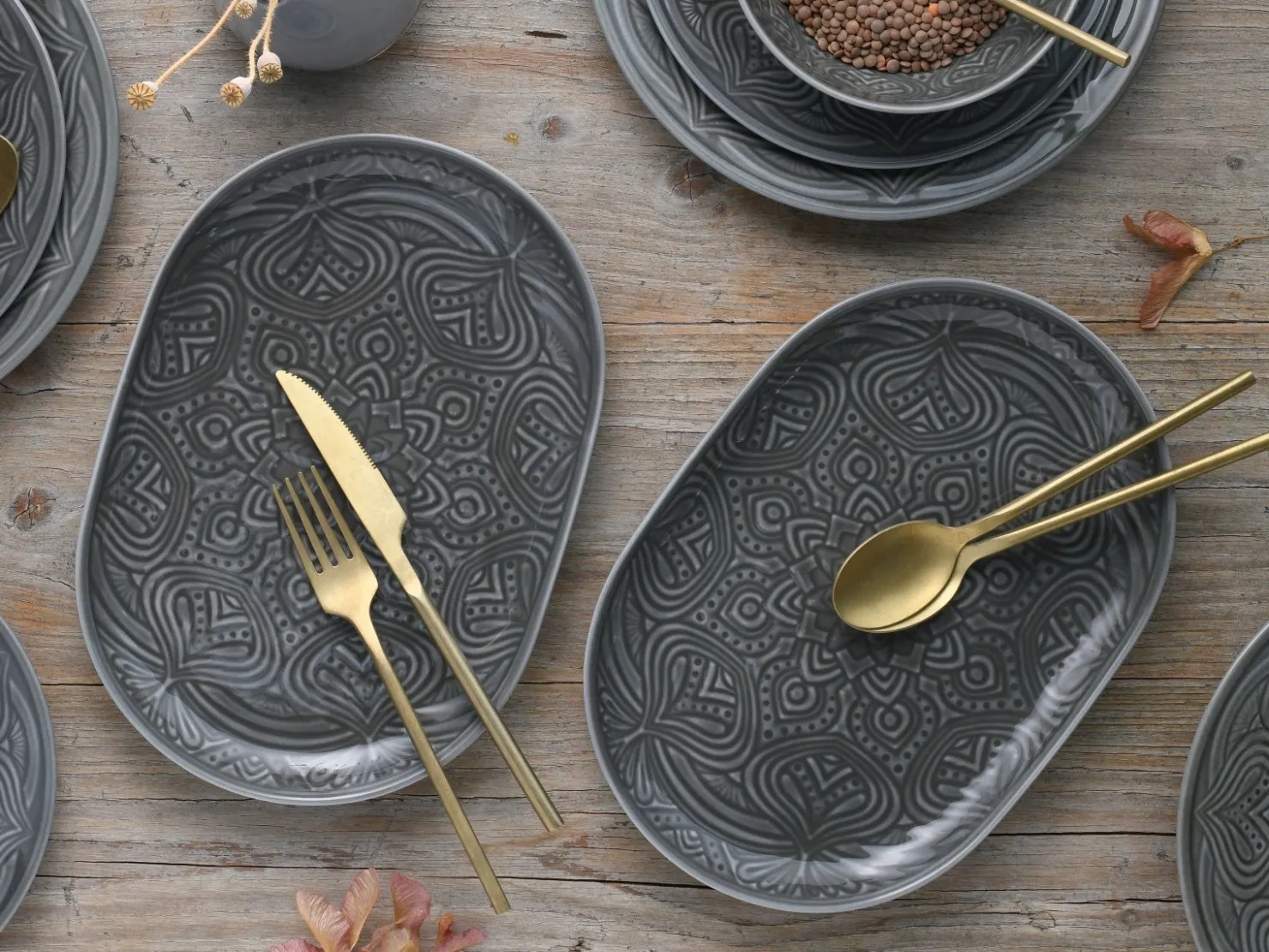Creatable Platten|Geschirrset|Orient Mandala - Plattenset 2-tlg - Aquamarine