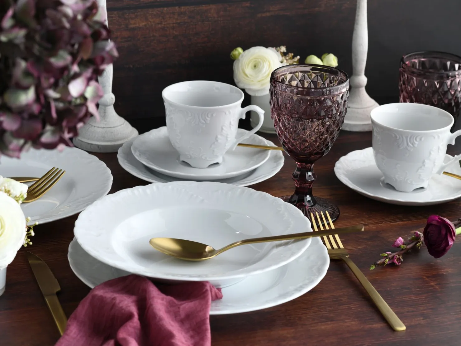 Creatable Geschirrset|Roccoco - Kombiservice 30-tlg - Weiss