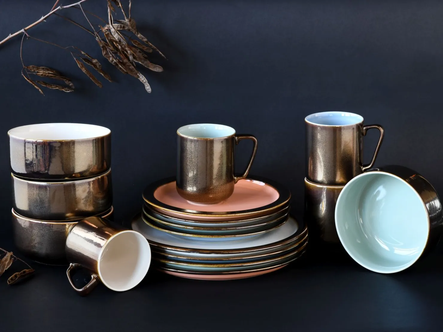 Creatable Geschirrset|Rusty - Kombiservice 16-tlg, Rustikal - Kombiservice 16-tlg - Pastell