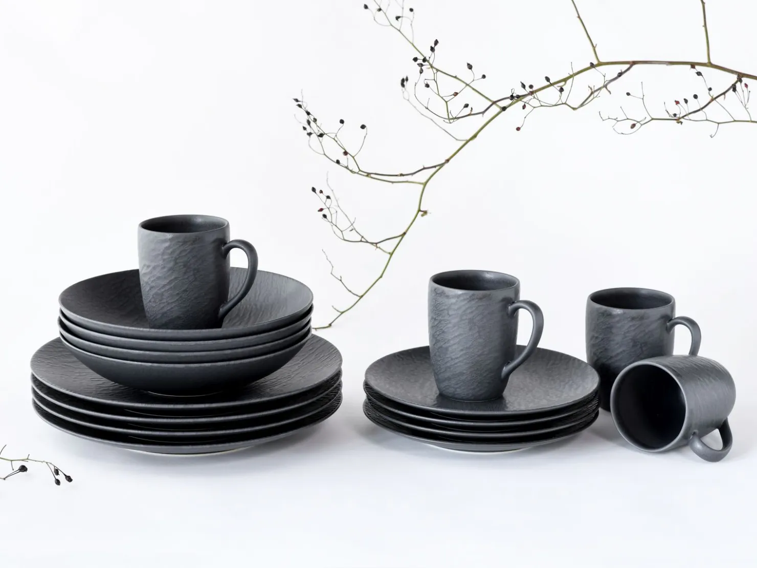 Creatable Geschirrset|Schiefer - Kaffeebecher 6-tlg - Schwarz