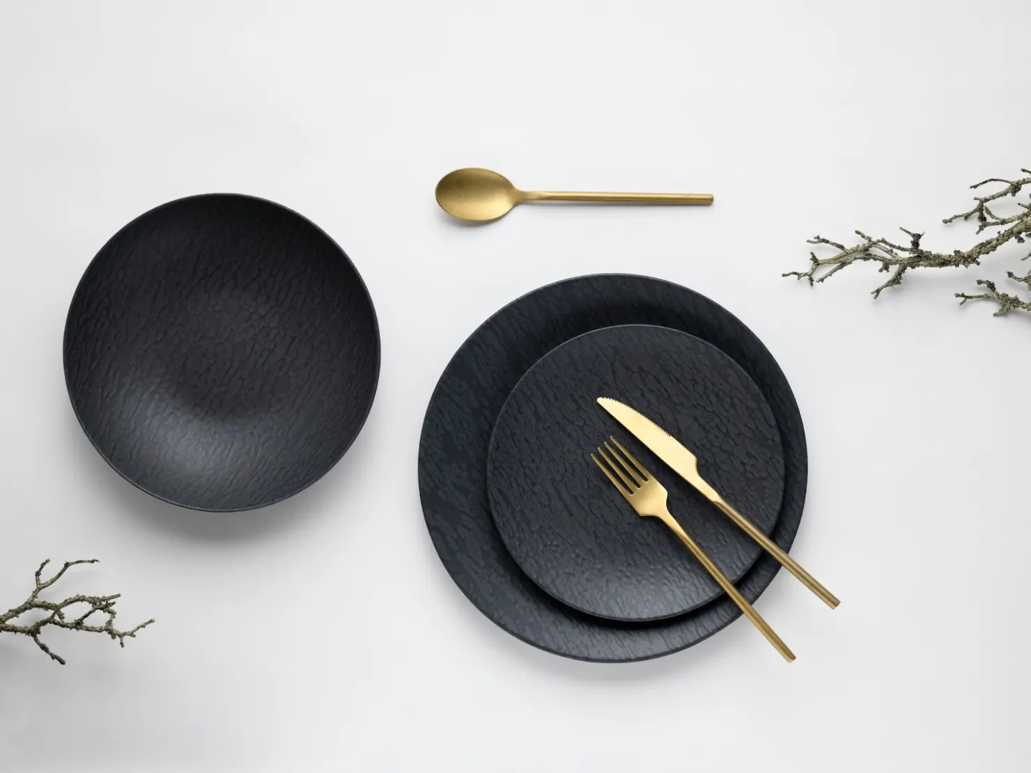 Creatable Geschirrset|Teller|Schiefer - Tellerset 12-tlg - Schwarz