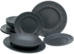 Creatable Geschirrset|Teller|Schiefer - Tellerset 12-tlg - Schwarz