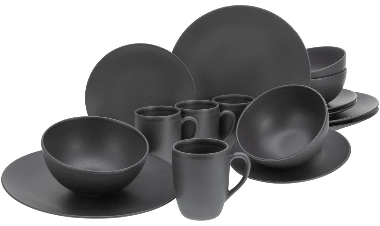 Creatable Geschirrset|Soft Touch - Kombiservice 16-tlg - Schwarz