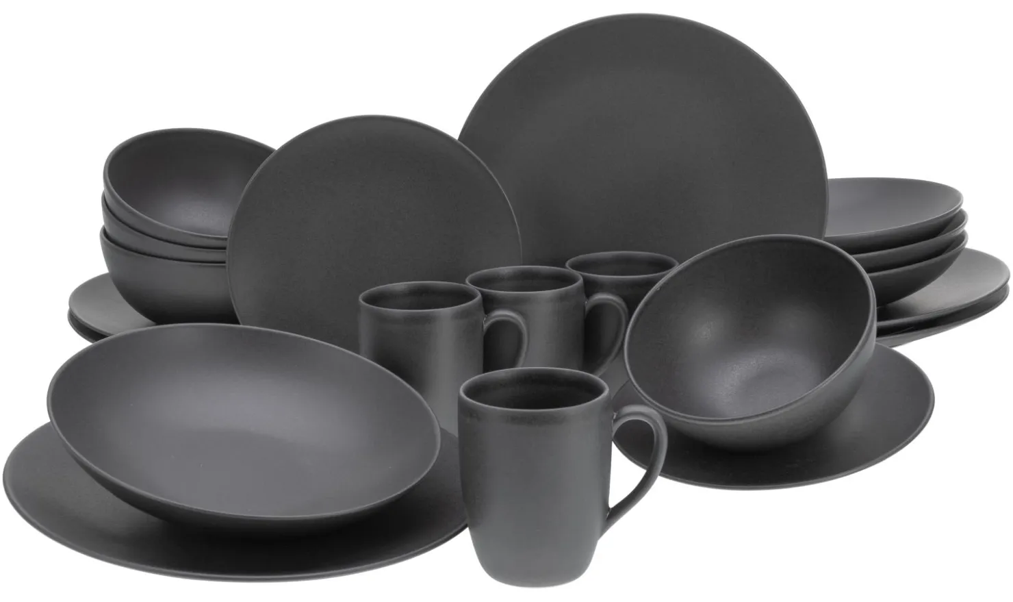Creatable Geschirrset|Soft Touch - Kombiservice 24-tlg - Schwarz